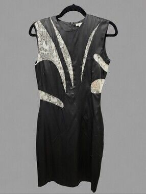 NWT Preen by Thornton Bregazzi "Razor Dress" W09LD187 Black Silk Sheath Dress L